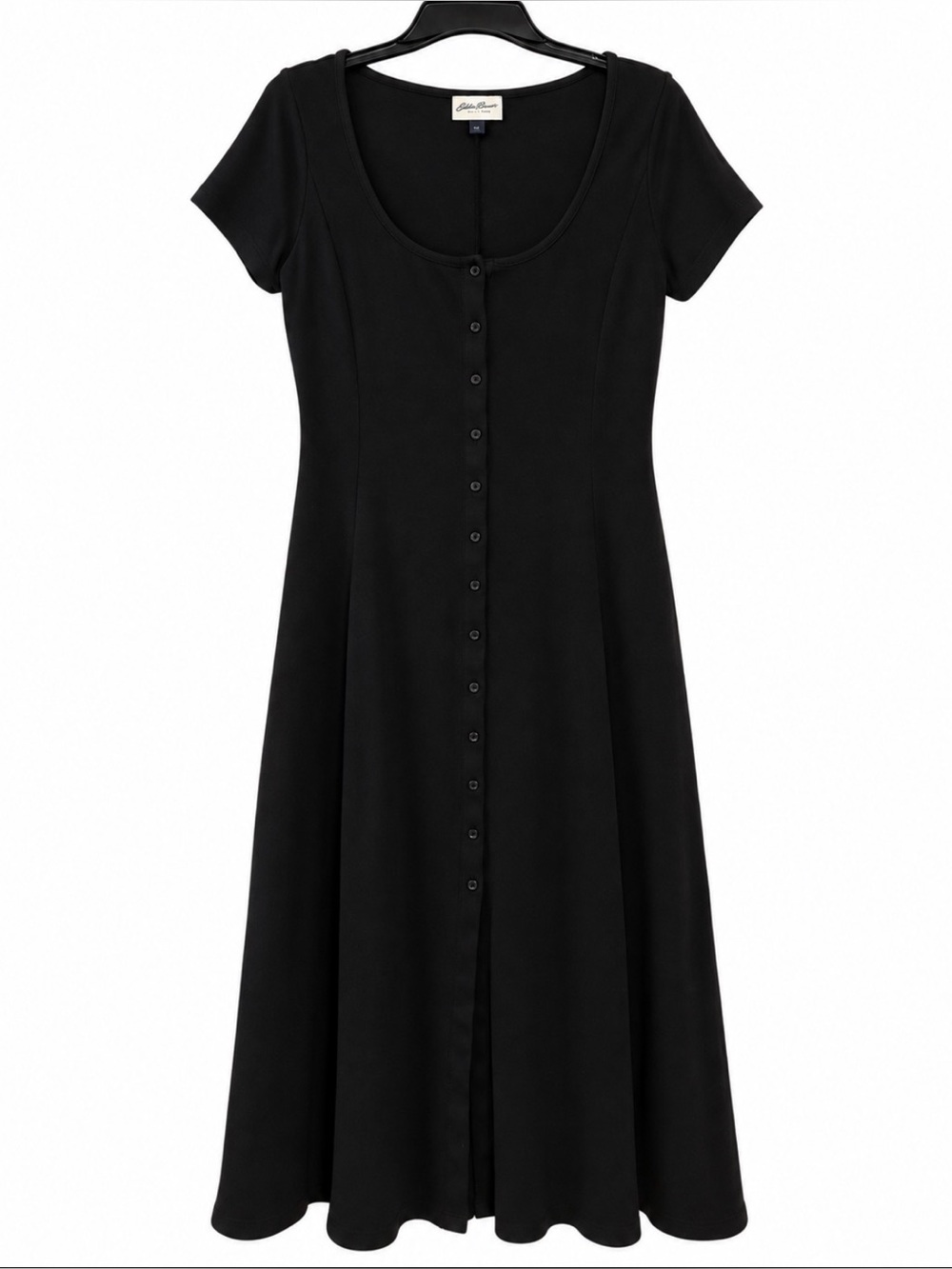 Universal Thread Black Rib Knit Button Front Midi Dress L